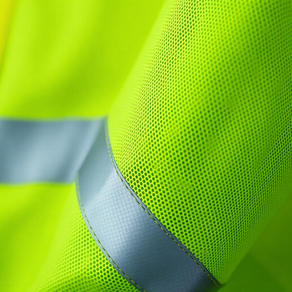 High-visibility fluorescent yellow workwear fabric with reflective stripe